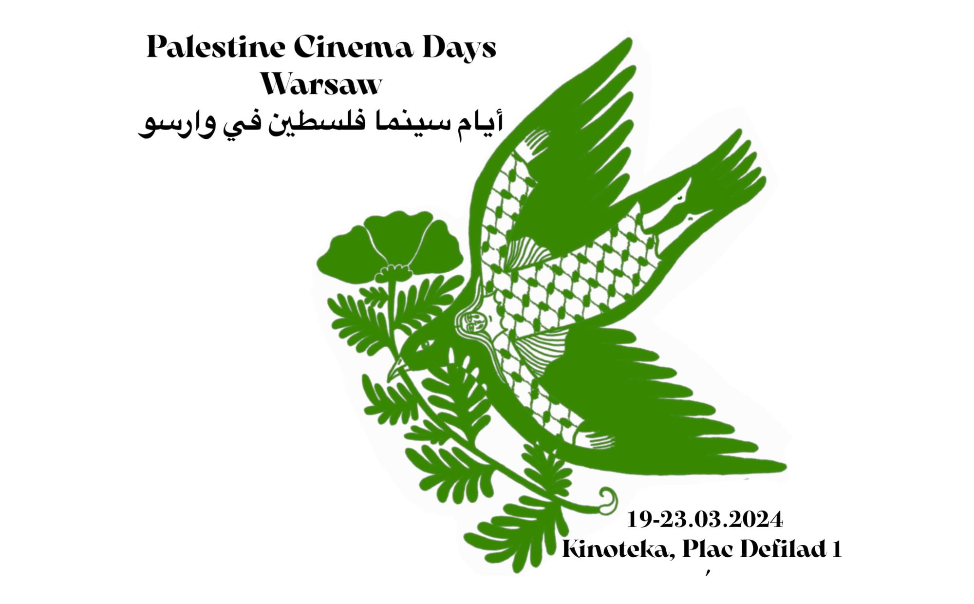 gołąb z roślinami, a w jego środku dziewczyna, gołąb jest zielony